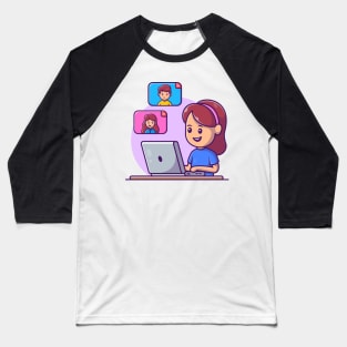 Cute girl video call cartoon Baseball T-Shirt